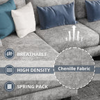  Chenille U Shaped Sectional Sofa, Gray