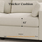 Hombryzy 146" Modular Sectional Sofa with Movable Ottoman, U-Shaped Deep Seat Cloud Couch for the Living Room, 6-Seat, Beige