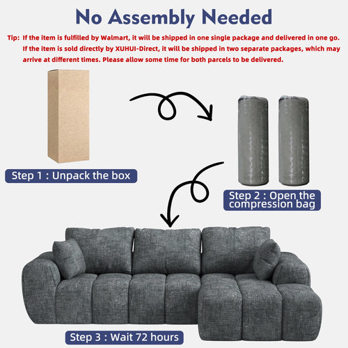  Sectional Sofa, 101" L-Shaped Modular Cloud Couch,Unique Chenille Fabric Couches and Sofas,Compression Sofa No Assembly Required(Deep Gray)