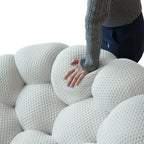 Sdorens 98.43" Bubble Couch,Modern Upholstered Mesh Fabric Lazy Floor Sofa,3D Honeycomb Shape Bubble Sofa Curved Couch for Living Room,Office,Apartment,No-Assembly(Light Gray,3-Seater)