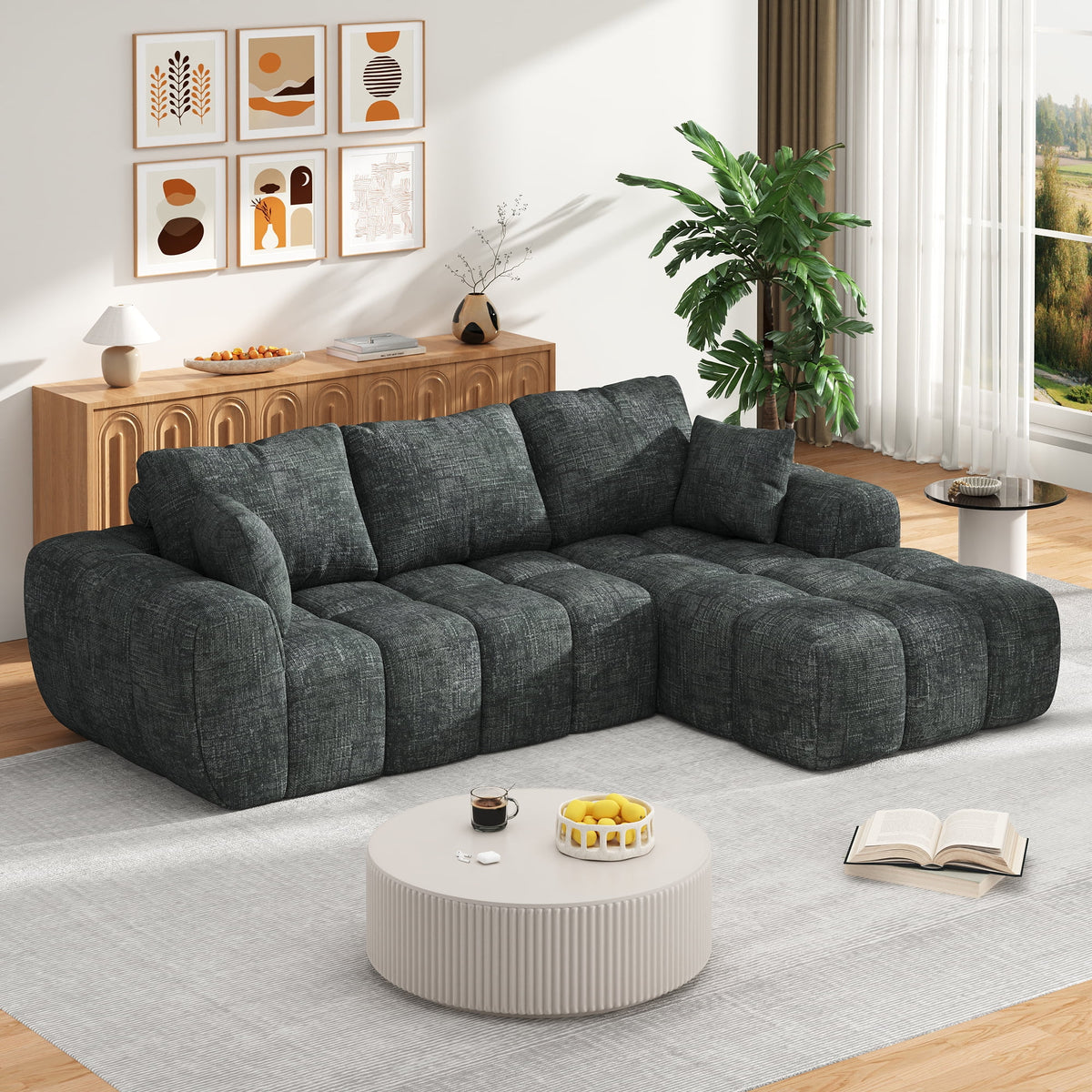 101? Modular Sectional Sofa, Cloud Sectional Couch with Deep Seat, Modern Modular L-Shape Sofa Couch with Chaise,Upholstered Boneless Couches for Living Room Bedroom(Deep Gray)
