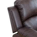  Brown 3-Seater Reclining Sofa - Air Leather Upholstery with High-Elastic Sponge for Living Room & Office