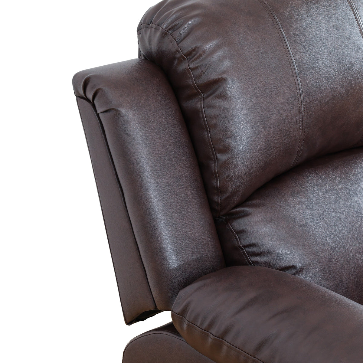  Brown 3-Seater Reclining Sofa - Air Leather Upholstery with High-Elastic Sponge for Living Room & Office