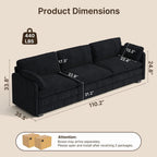  Cloud Like Comfort Sofa,Double?Layer High?Resilience Memory Foam Cushion,Removable Zippered Cover with 2 Pillows for Living Room, Bedroom, Apartment & Small Family,Black