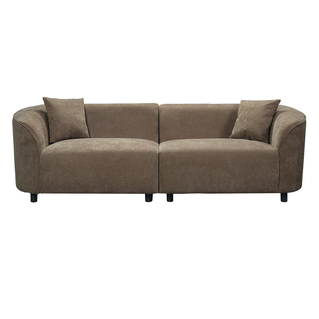 Christopher Knight Home 87" Curved Contemporary Fabric Sofa in Plush Seating, Streamlined Design Durable Frame, Brown