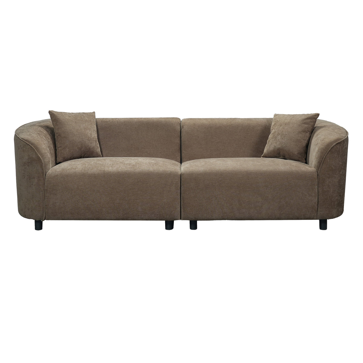 Christopher Knight Home 87" Curved Contemporary Fabric Sofa in Plush Seating, Streamlined Design Durable Frame, Brown