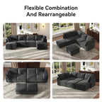  126" Modular Sectional Sofa with Storage, U-Shaped Modern Sleeper Sofa Couch with Movable Ottomans for Living Room, Office, Dark Gray