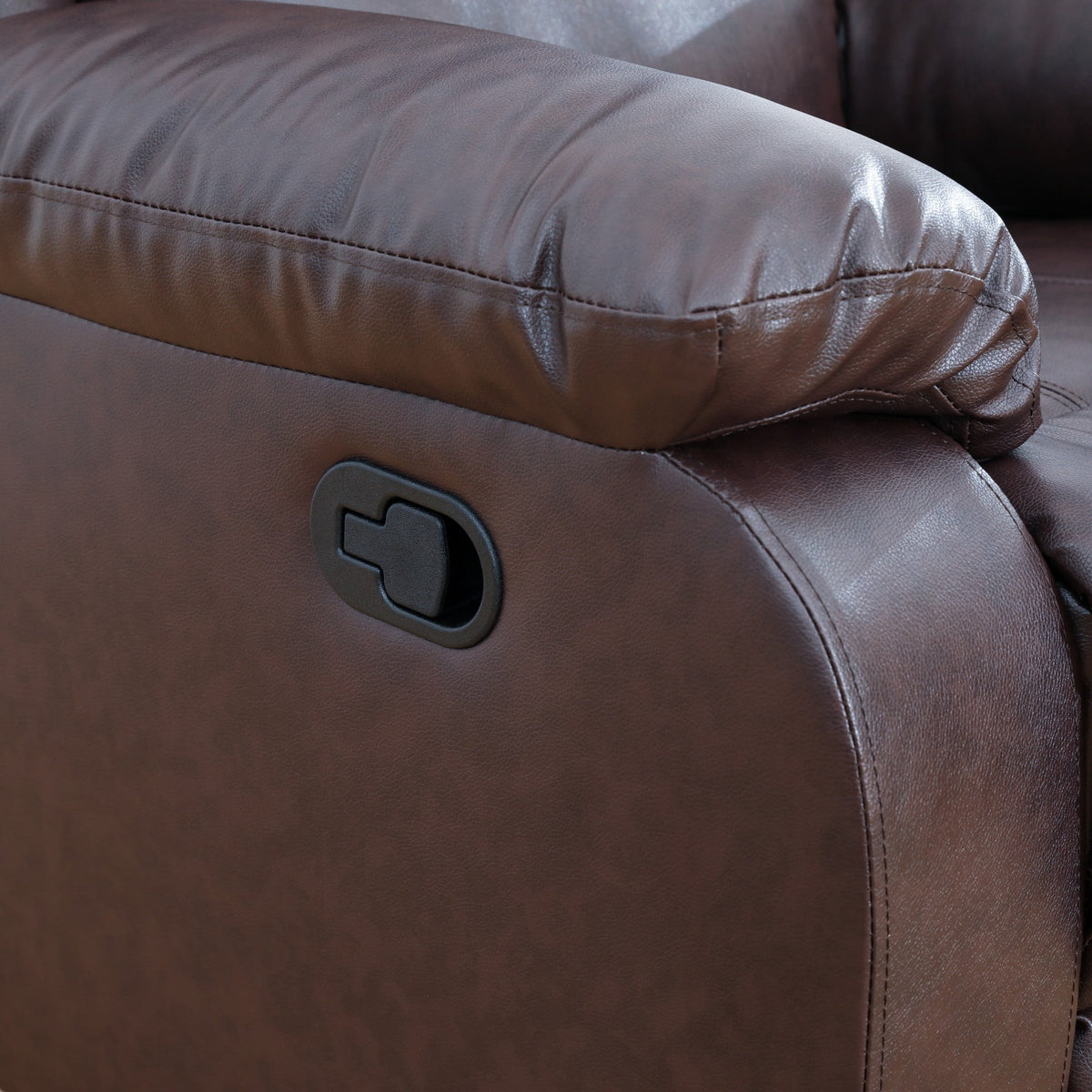 Brown 3-Seater Reclining Sofa - Air Leather Upholstery with High-Elastic Sponge for Living Room & Office