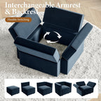  Sectional Couches with Storage Seats, 118" L Shaped Convertible Modular Sectional Sofa, 4 Seat & 1 Ottoman Velvet Storage Chaises Deep Seat Couch for Living Room, Bedroom, Apartment, Blue