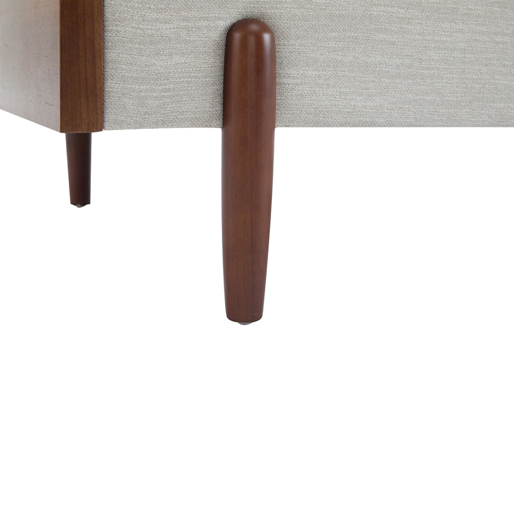 Mid-Century Modern Sofa with Slim Track Arms and Wood Frame, Beige