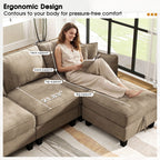  112" Modular Sectional Sofa with 2 Moveable Storage Ottoman, Cloud Couch Seats 6, Modern Living Room Furniture, Chenille Brown