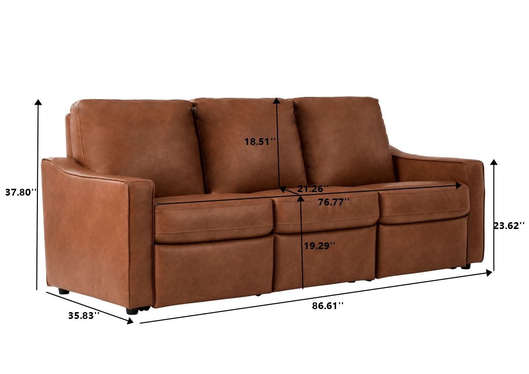  Allen 77" Powered Reclining Sofa, Cocoa Faux Leather