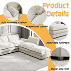  8-Seats Modular Sectional Sofa, U-Shaped Cloud Couch with Ottomans, Oversized Deep Seat Convertible Sofa Set for Living Room, Chenille, White