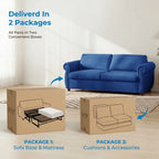 Mjkone Full Size Convertible Pull Out Sleeper Sofa Bed with Mattress for Living Room, Apartment or Office,Blue