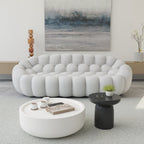 Sdorens 98.43" Bubble Couch,Modern Upholstered Mesh Fabric Lazy Floor Sofa,3D Honeycomb Shape Bubble Sofa Curved Couch for Living Room,Office,Apartment,No-Assembly(Light Gray,3-Seater)