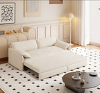  Queen Sleeper Sofa Bed, Convertible Loveseat Pull Out Sofa Couch with Pillow Arm/Side Pockets, Beige