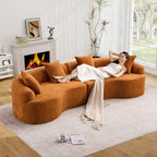Timbernest 110" Curved Modular Sectional Sofa, 4 Seater Chenille Boneless Couch for Living Room, Playroom, Orange