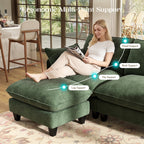  71'' Loveseat Sofa with Movable Ottoman, Cozy Deep Seat Cloud Couch for Living Room,Apartment,Office, 2-Seat,Green