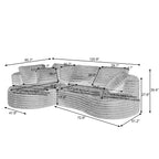 MAYEERTY 120.9" Brown Corduroy Curved L Modular Sectional Sofa, Pocket Spring No Assembly Couch for Living Room Reception
