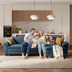 LINSY Home Modular Sectional Sofa for Living Room, U-Shaped Cloud Sofa Couch with Corduroy Fabric, 4 Seater Sofa Couch with 2 Ottomans, Blue