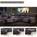  Power Reclining Sectional Sofa with LED Lights ? Faux Leather L-Shape Sectional with Dual Power Recliners, Storage Console & Cup Holders