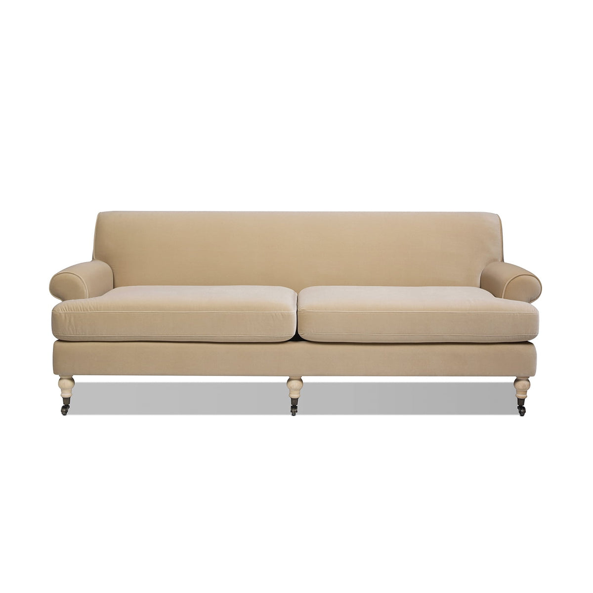 Jennifer Taylor Home Alana 88" Lawson Living Room Two-Cushion Tightback Sofa Couch with Metal Casters, Fawn Brown