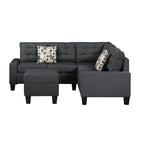 ASINMAK L Shaped Fabric Sectional Sofa with Couch and Ottoman, Gray