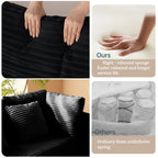  135.5" Sectional Couch, Black U Shaped Sofa for Living Room, Boneless Cloud Couch with Chaise,6-Seater, Corduroy Fabric, Freely Configurable Layout