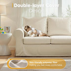 Vorthio 89" 3-Seater Farmhouse Sofa, Deep Seat Couch with High Back Support, Removable Washable Cover, Rolled Arms, Grey