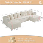 Wiilayok U Shaped Sectional Sofa,Modular Cloud Corduroy Sofa Couch with Extra Deep Seat for Living Room Sofa, No Assembly, Beige