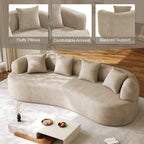Wiilayok 106.5"Modern Chenille Sofa,Curved Sofa with Deep Seat,Cloud Compression Sofa Couch for Living Room,No Assembly,Light Brown
