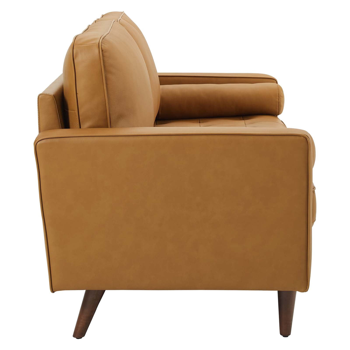 Modway Valour 73" Modern Top Grain Leather Upholstered Sofa in Tan