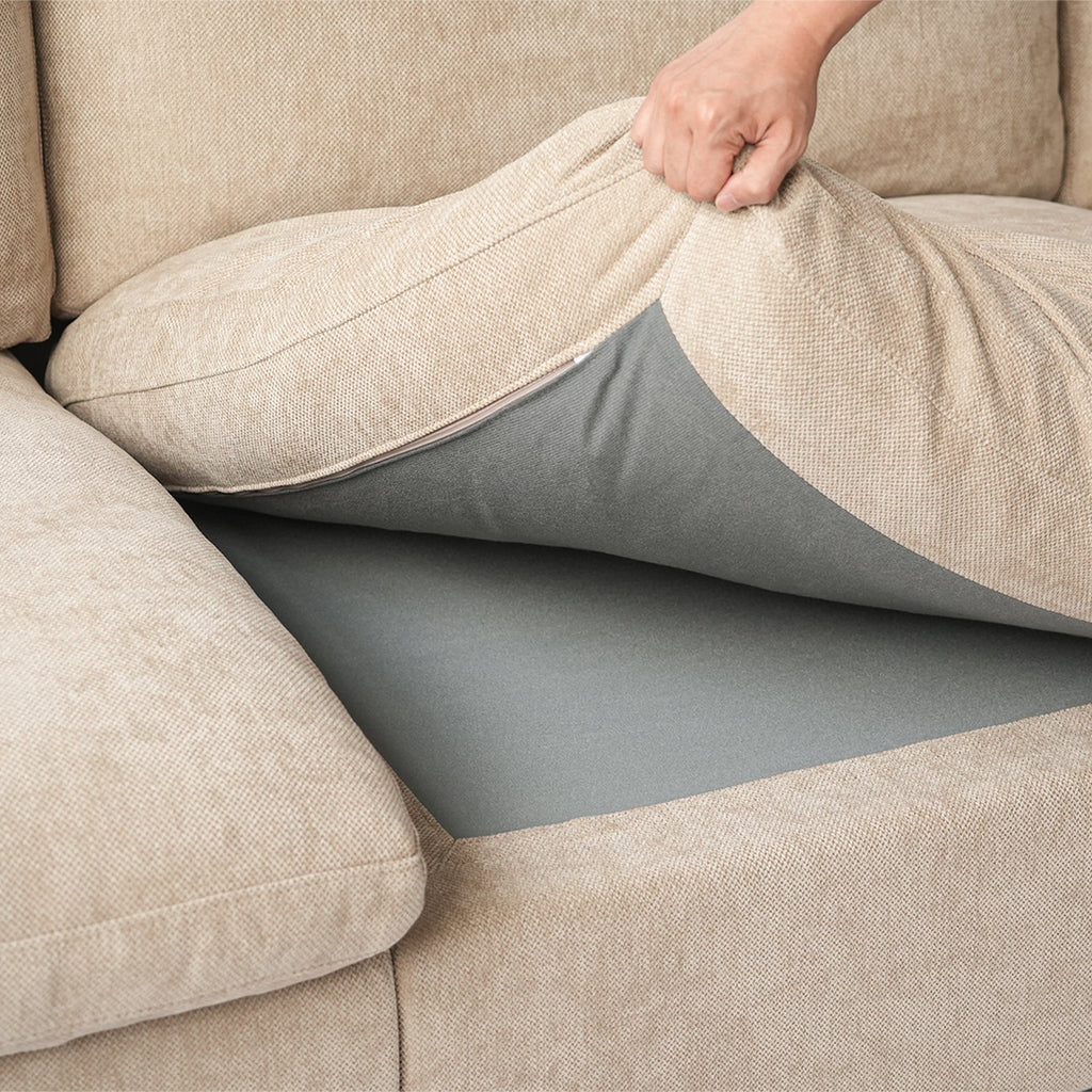 Sdorens 120" Modular Sectional Sofa,Comfy Cloud Couch with Movable Ottoman Deep Seat Chenille L Shaped Modular Sofa,Sectional Couches for Living Room,Bedroom and Apartment,Khaki