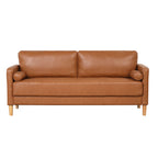 Studio Living Lorelei Mid-Century Modern Sofa, Caramel Brown Faux Leather