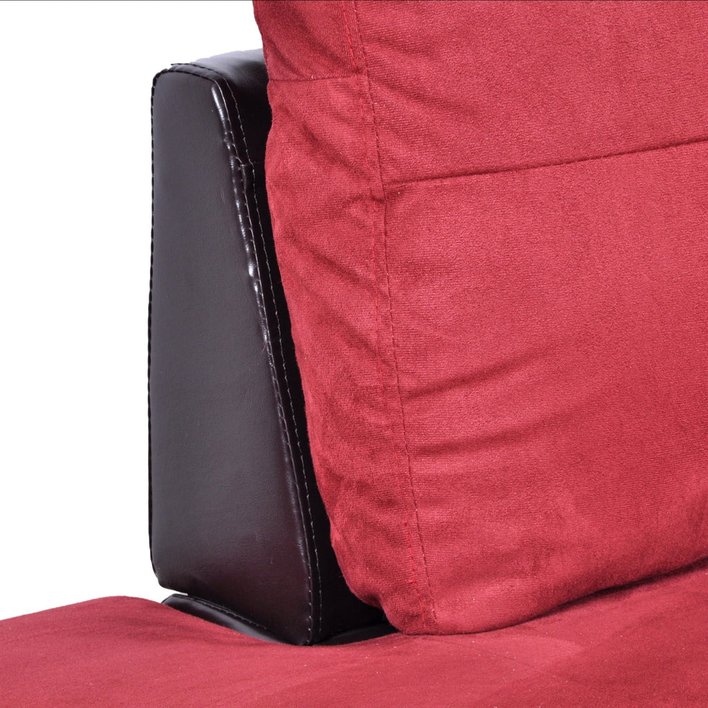 Hommoo Flannel&PVC L Shaped Sectional Sofa, Sectional Couch Sofa, Modern Living Room Furniture Sets, Red(No Ottoman)