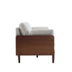 Mid-Century Modern Sofa with Slim Track Arms and Wood Frame, Beige
