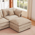 Eyisean 102" Chenille Modular Sectional Sofa with Ottoman, 3-Seater L Shape Cloud Couch with Upholstered & Pillow, Comfy Sleeper Sofa for Living Room, Bedroom, Office, Easy Assembly
