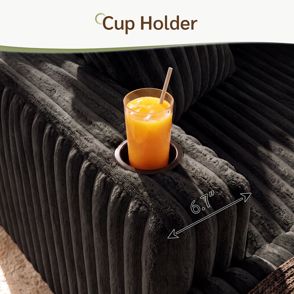 Marrber Black 52? 3-in-1 Convertible Pull-Out Sofa Bed Sleeper Loveseat with Reclining Backrest, Built-in Cup Holders, Pet-Friendly Corduroy Sofa for Small Space