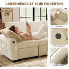  104" Large Modular Sectional Sleeper Sofa with Pull Out Bed, USB Charging & Storage Ottoman, U Shaped Couch for Living Room, Chenille Beige