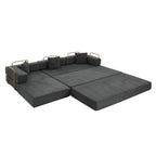  108" Modular Sectional Sofa Bed, Convertible Folding Sofa Bed, Modern Cloud Corduroy Boneless Sofa with Deep Seat, Fold-Out Futon Couch Bed for Living Room, No Assembly Required, Grey