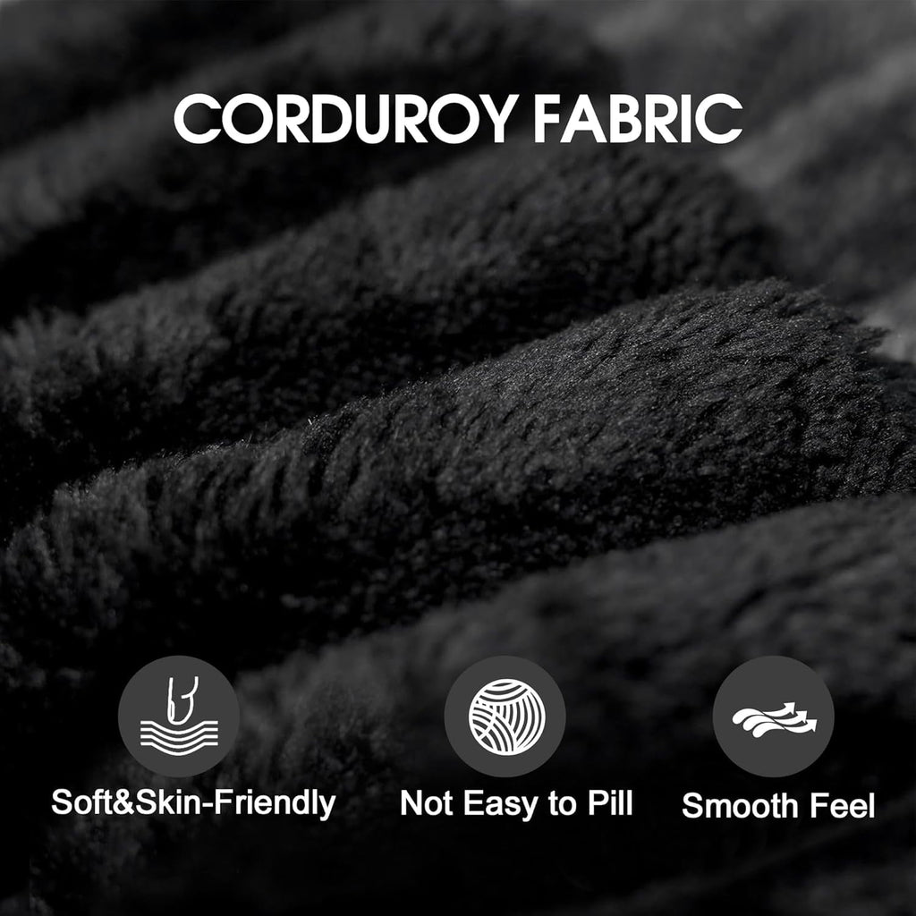  Cloud Couch Modular Sectional Sofa 6 Seat 122" L Shaped Reversible Convertible Couch, Corduroy Thick Cushion with Movable Ottomans, Washable Removable Cover for Living Room,Black