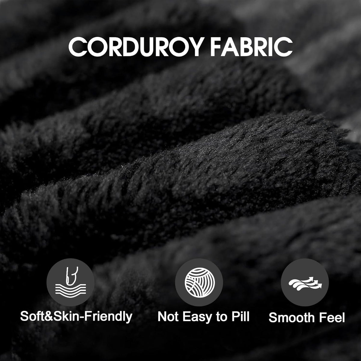  Cloud Couch Modular Sectional Sofa 6 Seat 122" L Shaped Reversible Convertible Couch, Corduroy Thick Cushion with Movable Ottomans, Washable Removable Cover for Living Room,Black