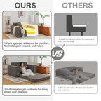 Vicluke Convertible Memory Foam 3-seat Sofa & Loveseat, Pull Out Sleeper Sofa Bed, 2 in 1 Folding Couch Bed, Fold Out Floor Couch Corduroy Fabric with Pillows for Living Room Bedroom Lounge(Grey)