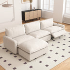 Sdorens Oversized Modular Sectional Sofa with Power Recliner,Cloud Heated Seat Reclining Couch,Charging Cup Holders,Deep L-Shaped 3 Seater with Ottoman,Beige