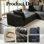 Kelyda 139'' U Shaped Sectional Couches, Modern Modular Boneless 8 Seater Large Foam Cloud Sofa Dark Grey