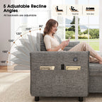 Hombryzy 109" Sectional Sleeper Sofa Bed with Storage Chaise, USB Charging Port, Pull Out Bed & Adjustable Backrest, U Shaped Couch for Living Room, Chenille Gray