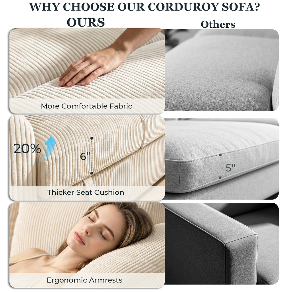 Time Ray 7 Seaters Storage Sectional Sleeper Sofa with Pull Out Bed,Modular Sectional Sofa with Storage Ottoman,Side Pocket,2 Loveseat,Plush Corduroy Sectional Couches for Living Room,Grey
