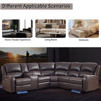  Power Reclining Sectional Sofa with LED Lights ? Faux Leather L-Shape Sectional with Dual Power Recliners, Storage Console & Cup Holders