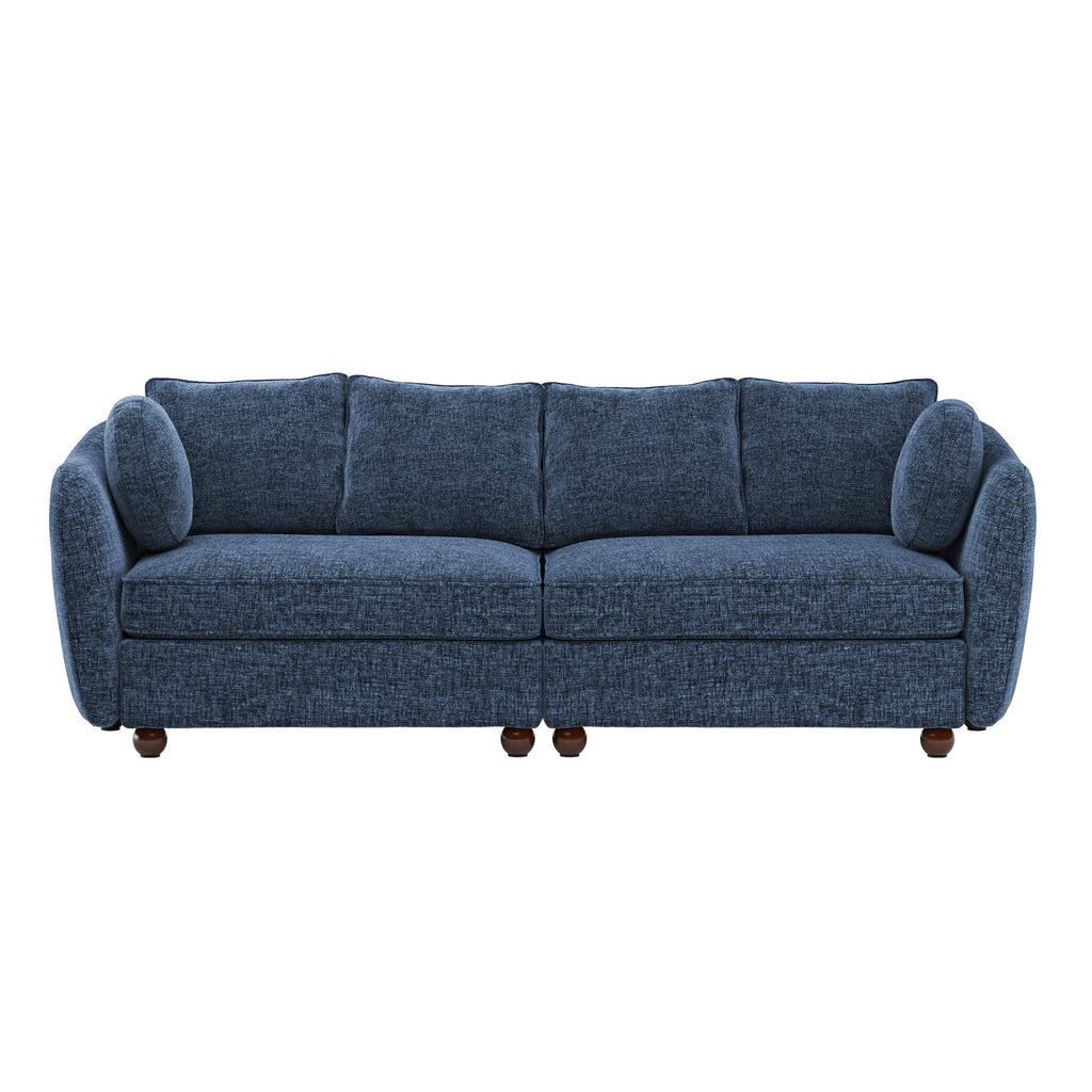 Carolayne 90'' Modern 3 Seater Upholstered Sofa with 2 pillows for Living Room, Blue