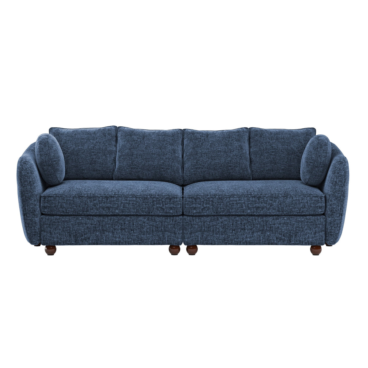 Carolayne 90'' Modern 3 Seater Upholstered Sofa with 2 pillows for Living Room, Blue
